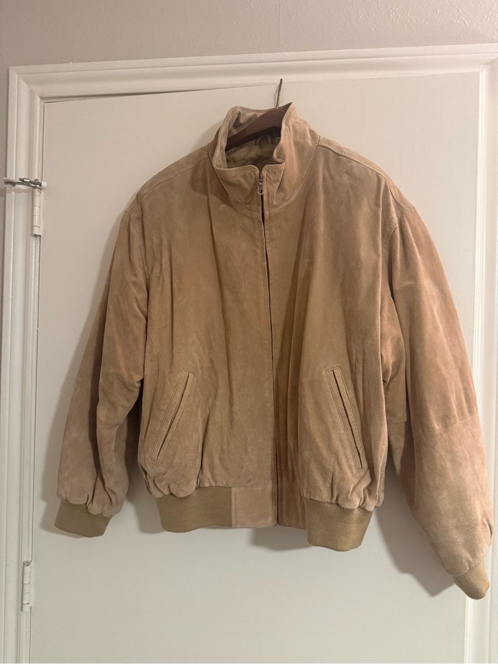 Preston & York Beige Suede Bomber Jacket